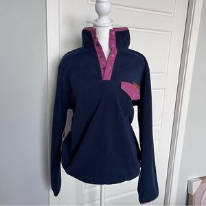 Simply Southern Navy Fleece Pullover with Pink Trim